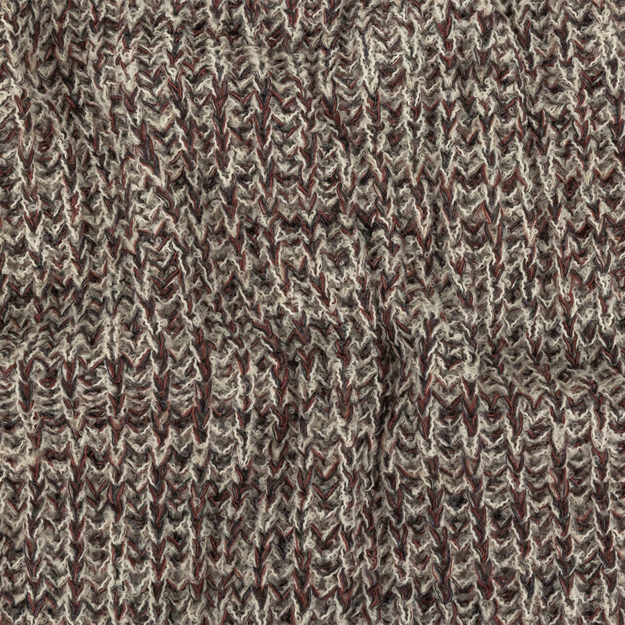 1 Yard Oxblood Red, Charcoal, and White Alyssum Chunky Boucled Wool Knit
